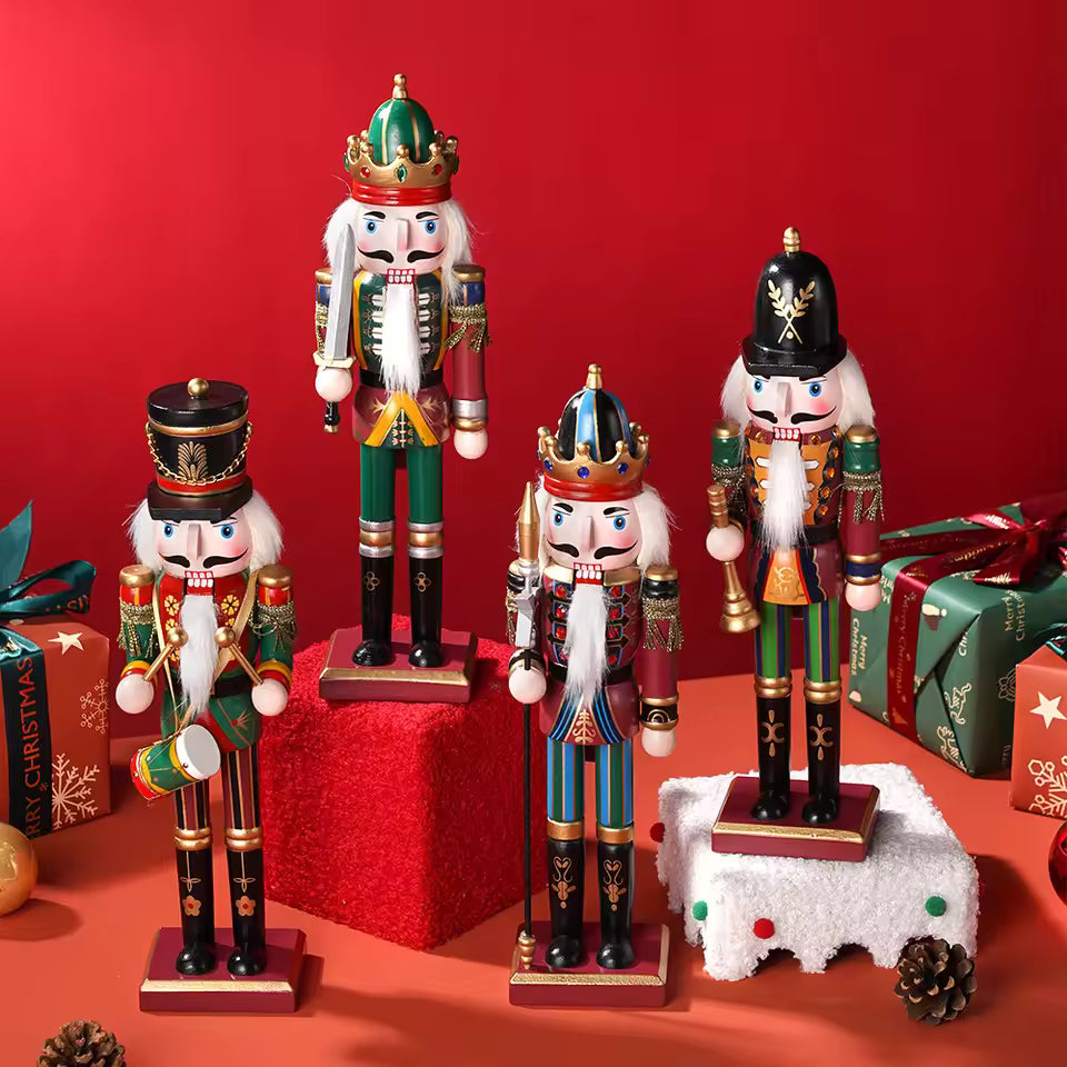 🎄🎁 50% OFF Christmas SALE! 🔥 Wooden Nutcracker Soldiers – 4PCS 30CM Hand Painted Set ✨