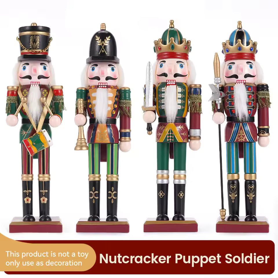 🎄🎁 50% OFF Christmas SALE! 🔥 Wooden Nutcracker Soldiers – 4PCS 30CM Hand Painted Set ✨